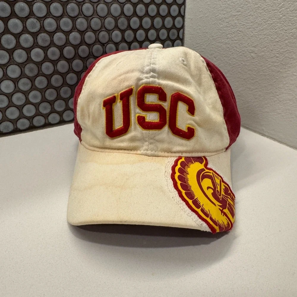 Vintage‎ USC Trojans Hat Cap SC Logo Fitted Medium Southern Cal Red Yellow